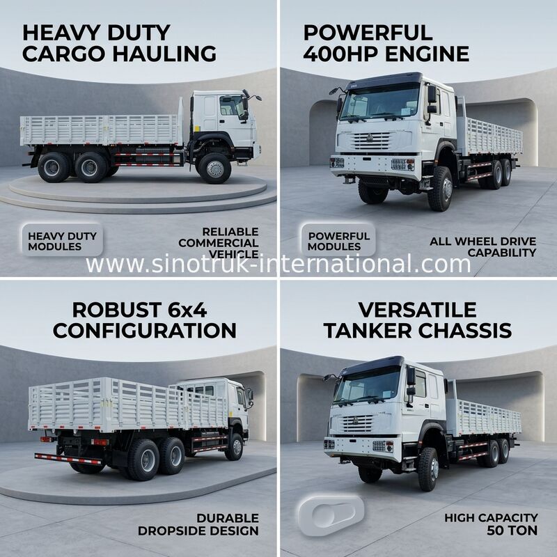 호우 풀 드라이브 화물 상자 트럭 400 HP 4 축
