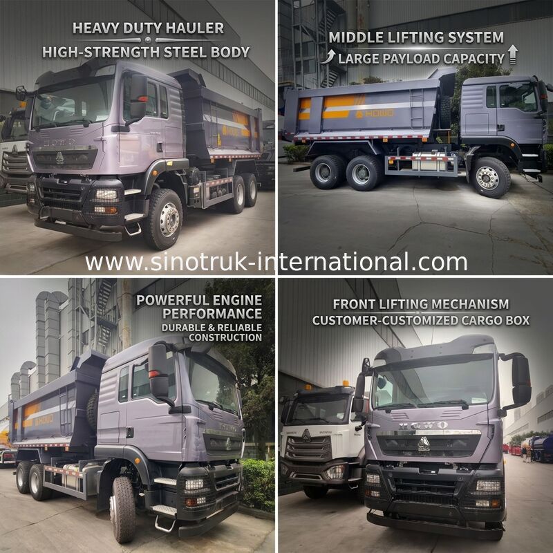 SINOTRUK HOWO TX 덤프 트럭, 380마력 강력한 엔진, 30-40톤 적재량 및 중간 리프팅 시스템