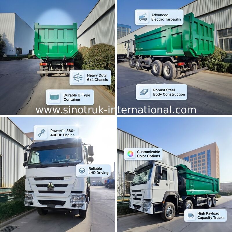 26m3의 U-Box 용량으로 장착된 400HP의 무거운 템퍼 덤프 트럭