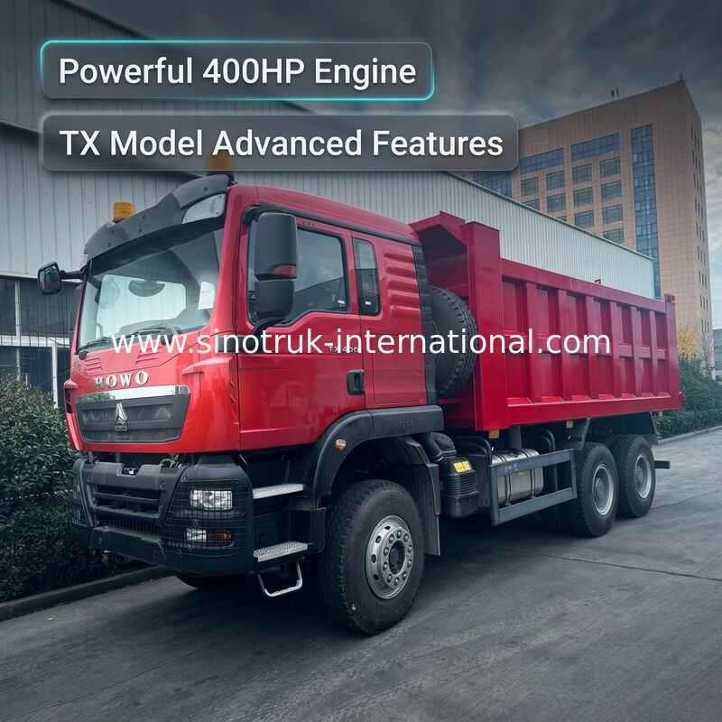 경고등이 있는 SINOTRUK HOWO TX 모델 400HP LHD 티퍼 덤프 트럭 6X4