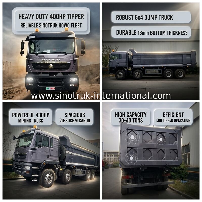 티퍼 트럭 시노트룩 HOWO 400HP 12 휠 LHD 30-40 톤 20-30CBM ZZ3317V356GB1