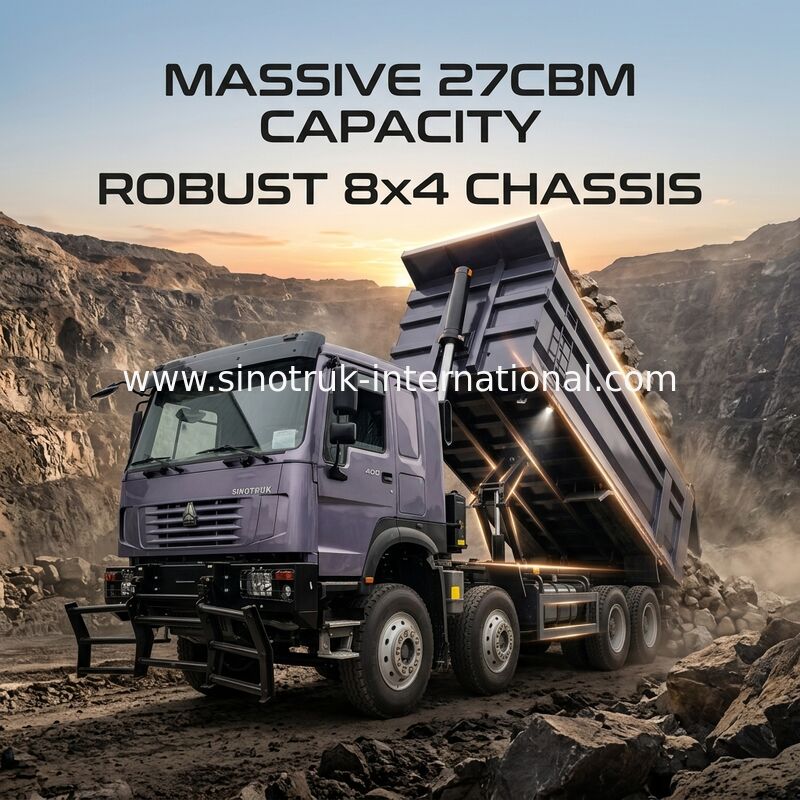 무거운 짐에 400HP, 더 많은 화물에 27CBM: 회색 8x4 덤프 트럭