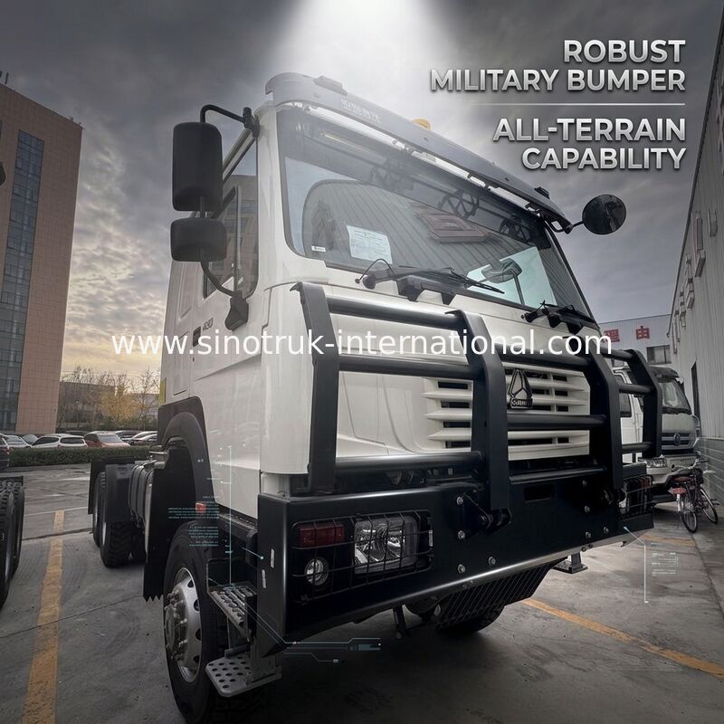SINOTRUK HOWO 고스트 페이스 캡 트랙터 트럭 6X6 유로 2 430 HP 군용 범퍼 화이트