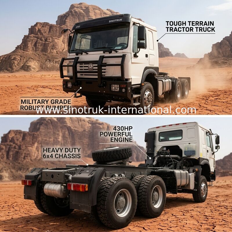 군용 배머가 있는 SINOTRUK 430마력 6 × 4 트랙터