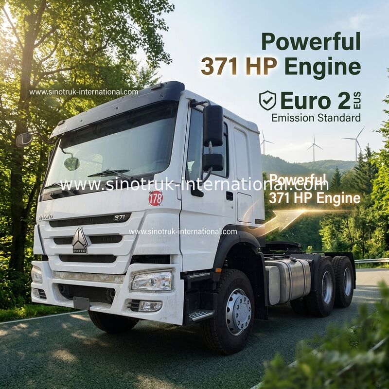 HOWO A7 사용 된 트랙터 트럭 LHD 6X4 유로 2 371 HP 전력 보조 수압 스티어링 흰색