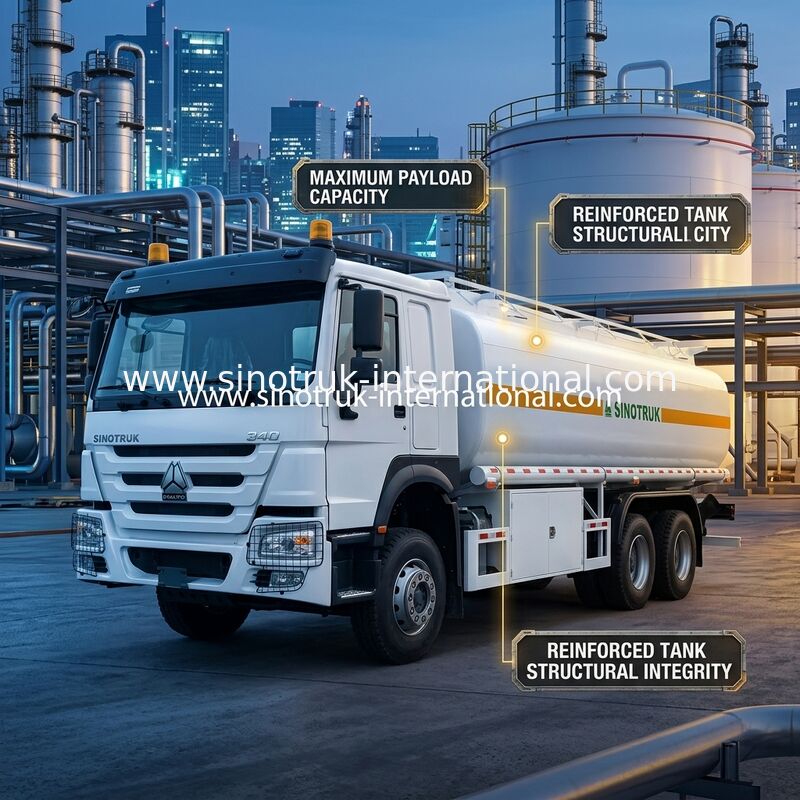 Sinotruk Howo 20CBM 유류 탱크 트럭 10륜 340마력 6 × 4 다중 칸