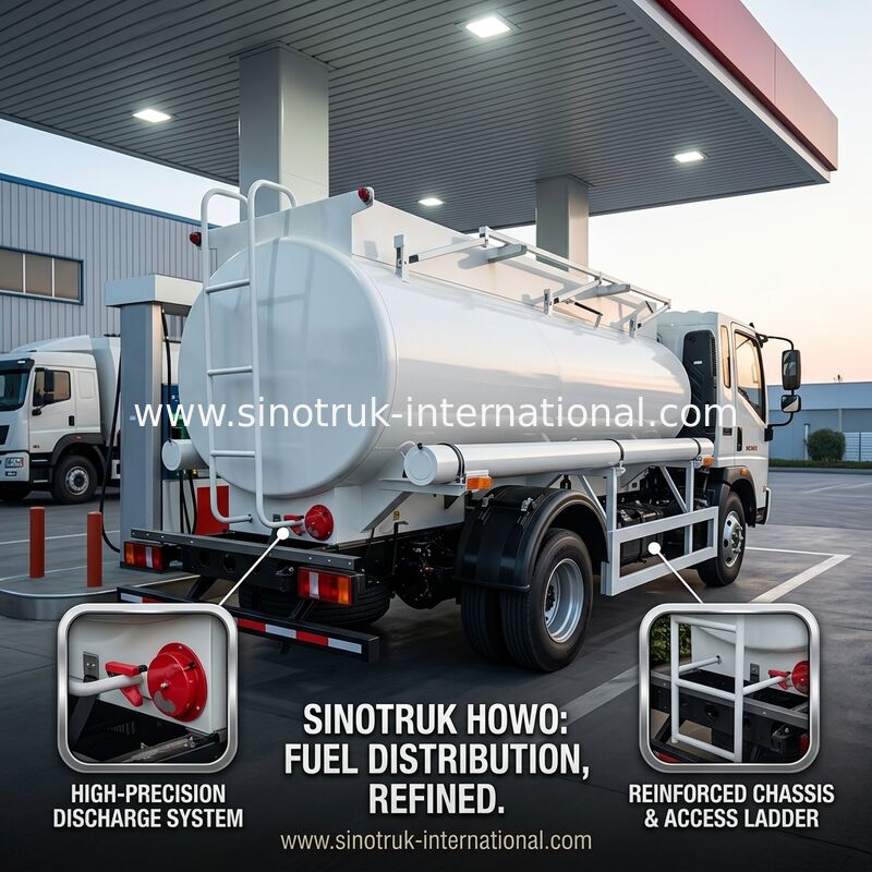 SINOTRUK HOWO 4X2 6 바퀴 오일 탱크 트럭 5-6CBM 유동 미터와 함께 단일 칸