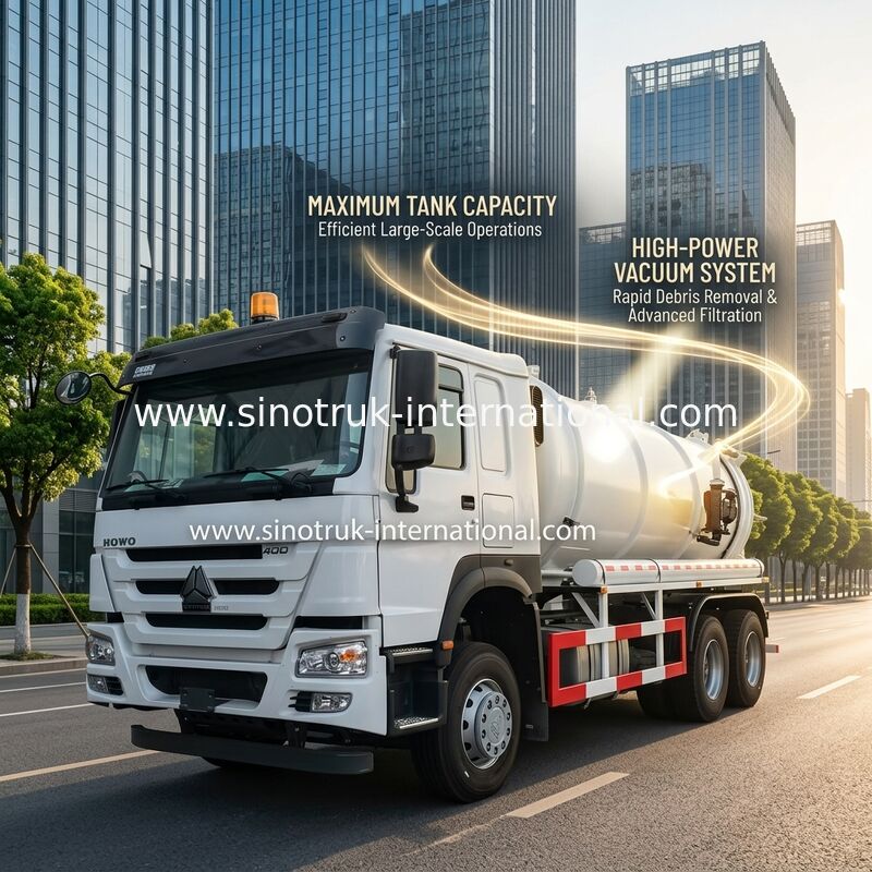 진공 펌프 하수 흡수 트럭 오수 처리 탱크 세정 트럭 18CBM LHD 336HP