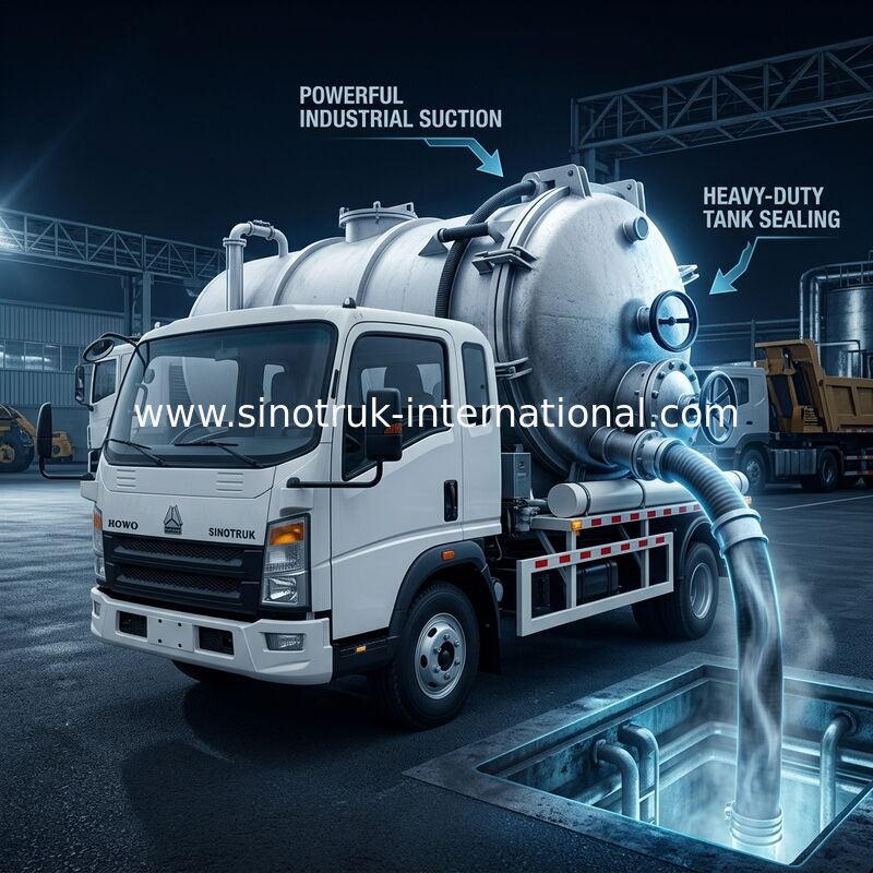 4*2 구동 HOWO 하수 흡입 트럭: 6m³ 탱크, 160HP, 8.00R20 타이어, 경량 하수 트럭, 효율적인 위생 차량