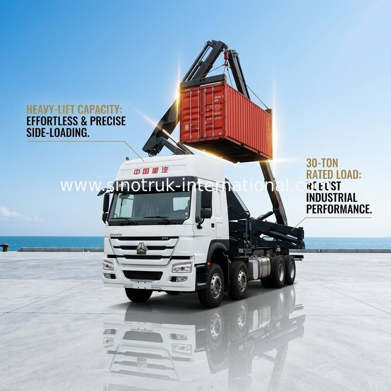 20ft Truck Mounted Crane Side Loader Sidelifter , Container Self Loading Sinotruk