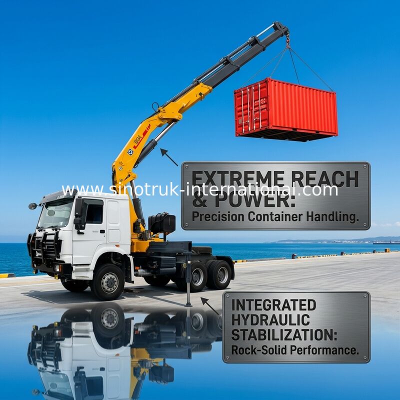 SINOTRUK 트랙터 트럭은 유압 기중기 6X4 LHD 336HP XCMG 12 톤을 Crane 거치했습니다