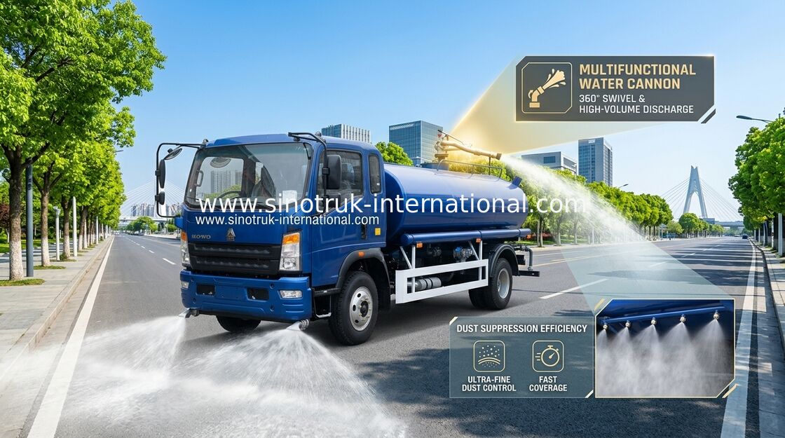 시노트룩 HOWO 140 HP 디젤 엔진 8000KGS RAW 및 LHD RHD 드라이브 타입의 시립 및 산업용 수중 운송용 물 탱크 트럭