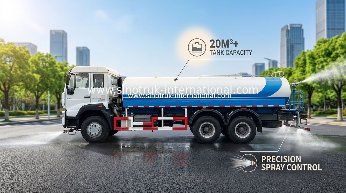5000 갤런 물운반차 SINOTRUK 11.00R20 레이디얼 타이어 9920 × 2496 × 3550 Mm