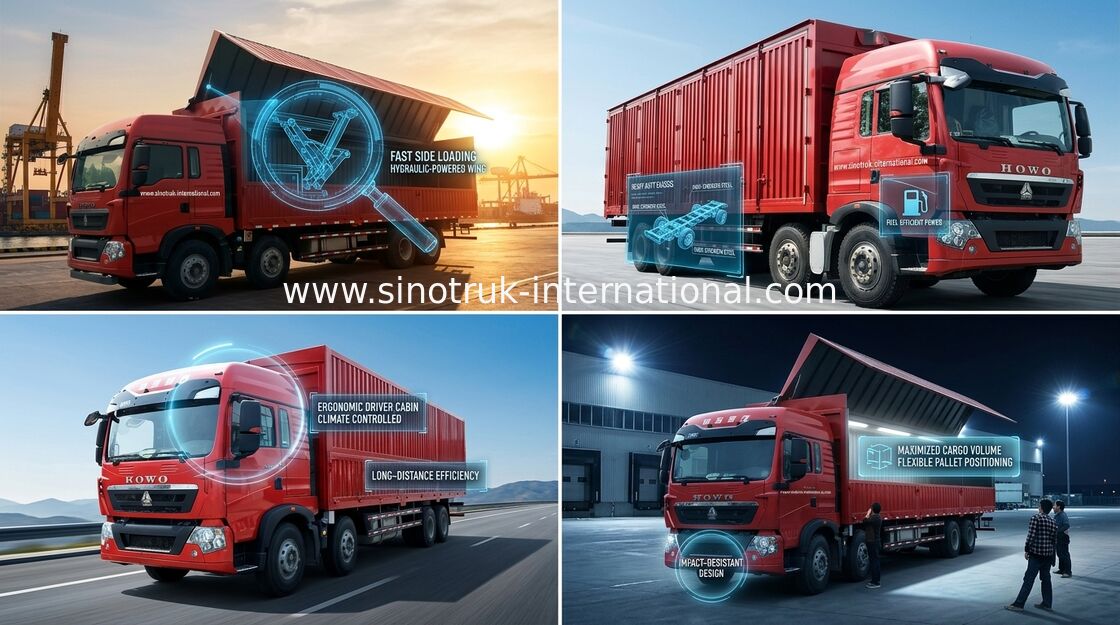 SINOTRUK HOWO T5G Wing 밴 Cargo Truck 8X4 12는 LHD 남자 엔진 Euro4 336HP를 선회합니다
