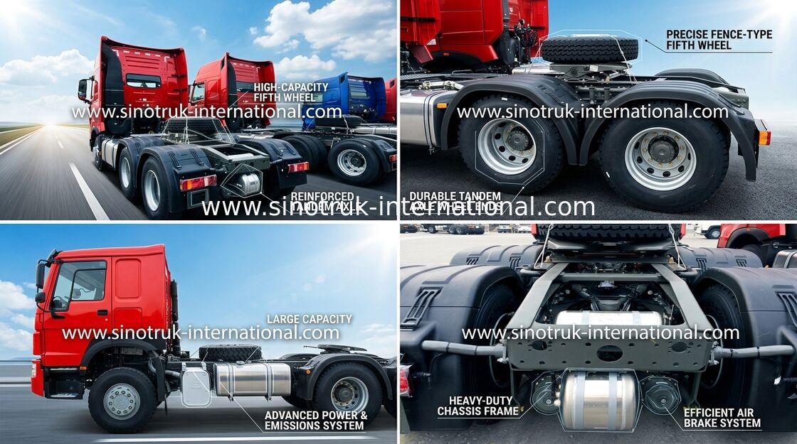 트랙터-트레일러 트럭 LHD 6x4 371HP 편평한 지붕 오두막 SINOTRUK HOWO 트럭을 견인하십시오