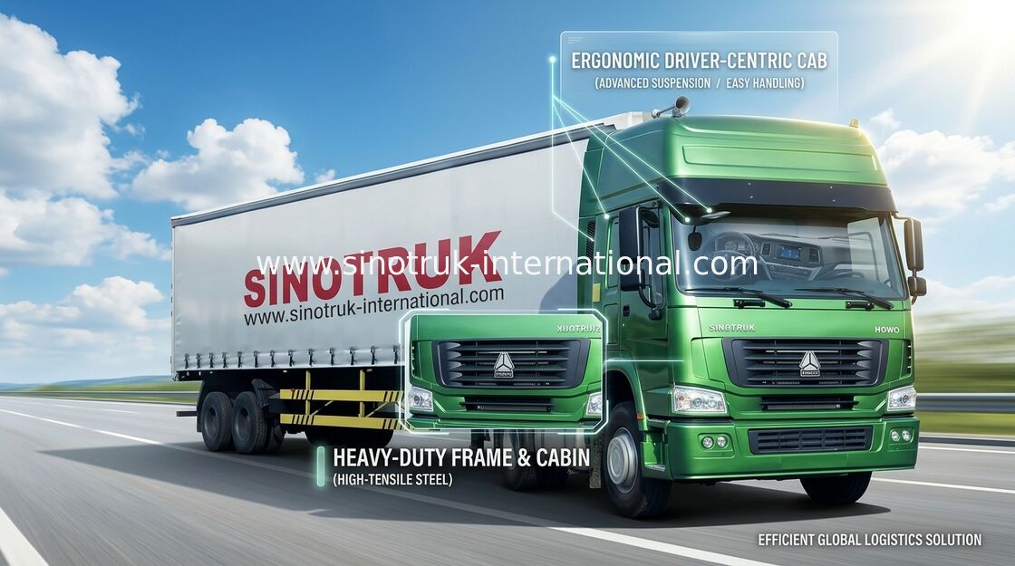 고성능 트랙터 머리 트럭, 266-420hp Sinitruk 트랙터-트레일러 트럭