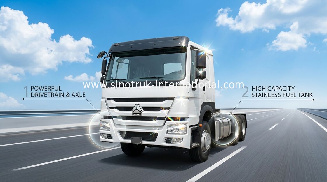 LHD 6 x 4 336HP 10 바퀴 HOWO 트랙터 트럭 HW76 택시 단 하나 숙소 안전