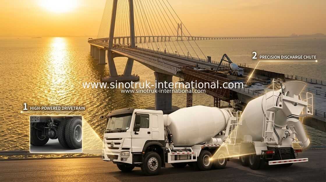 시노트룩 호우 콘크리트 믹서 트럭 380HP 6-10CBM 6 X 4 유로 2 혼합 공장 RHD