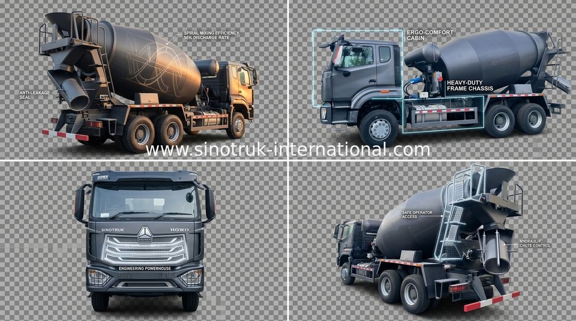 시노트루크 호우 N7 콘크리트 믹서 트럭 6-10CBM 6 X 4 유로 2 380HP