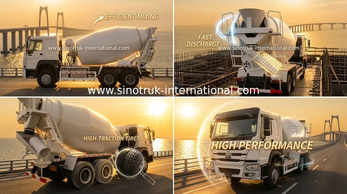 시노트루크 호워 콘크리트 믹서 트럭 0 Ｘ 4 2유로 340Hp 건설