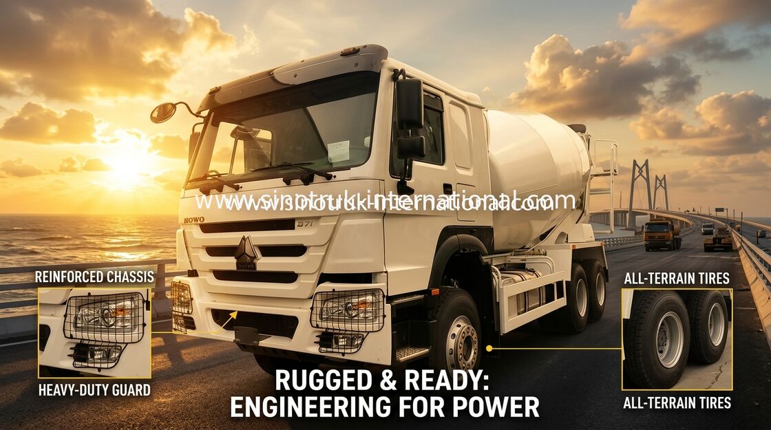 Eaton 펌프 및 모터가 장착된 HOWO 371HP 10m³ 콘크리트 믹서 트럭 (중장비 건설용)