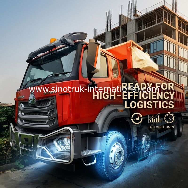 슈퍼 베어링 HOWO 8×4 레드 티퍼 371HP 강력한 힘, 27CBM 큰 용량, 80 ′′ 100T 무거운 짐 운송