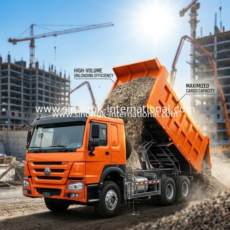 371HP 6x4 덤프트럭 20.01CBM 중량용 효율성을 위한 유료 화물 마스터링