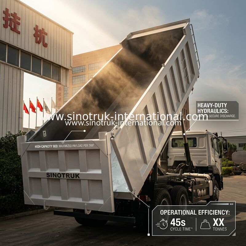 SINOTRUK HOHAN Howo 덤프 트럭 팁퍼 중부 하중 Weichai 엔진 6 × 4 LHD 직사각형 화물 상자 흰색 19-20CBM