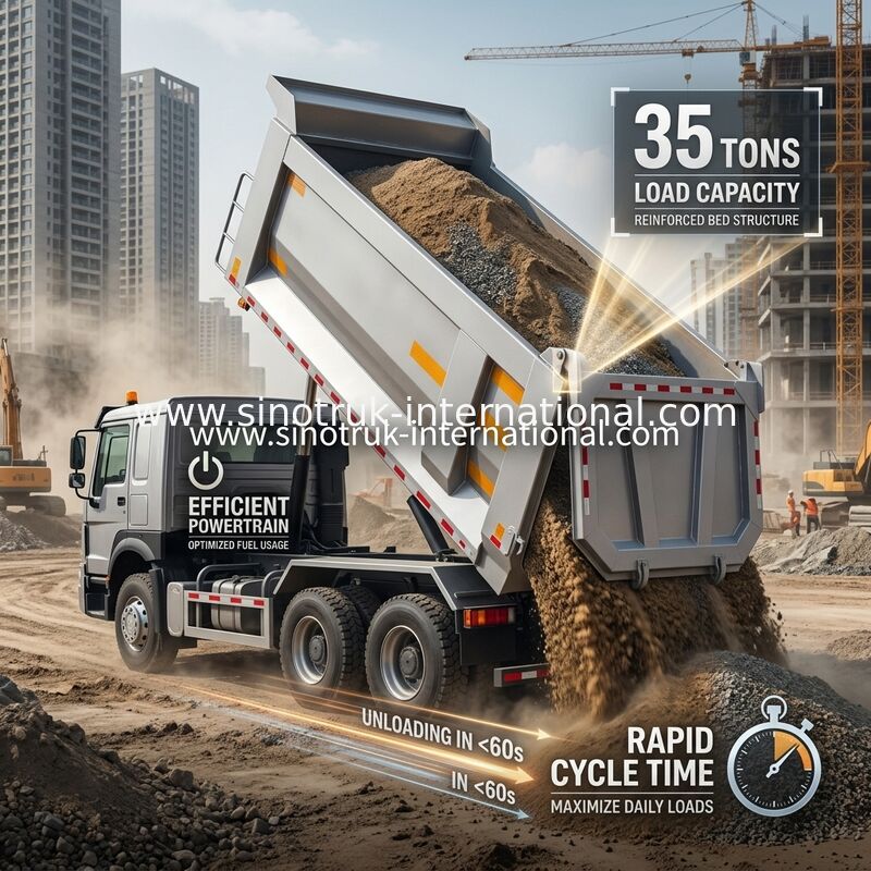 SINOTRUK HOWO 371HP 8X4 덤프 트럭 건설 구형 전면 군용 범퍼 채굴 지역용 경고등 2개 U자형 컨테이너