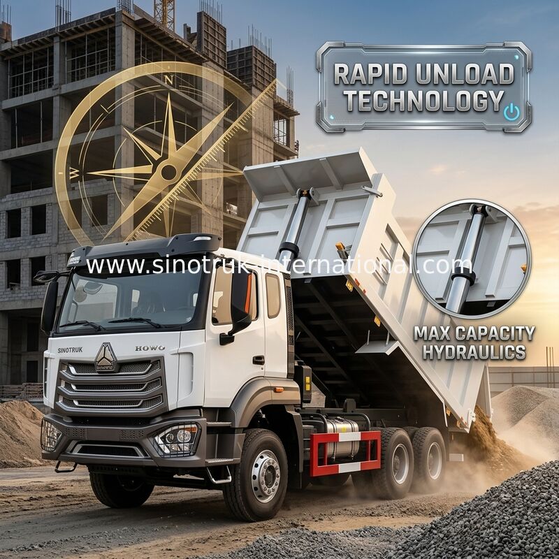 2여객 Sinotruk Hohan Tipper Dump Truck 웨이차이 엔진 6 × 4 LHD 380HP 수동 변속기와 함께