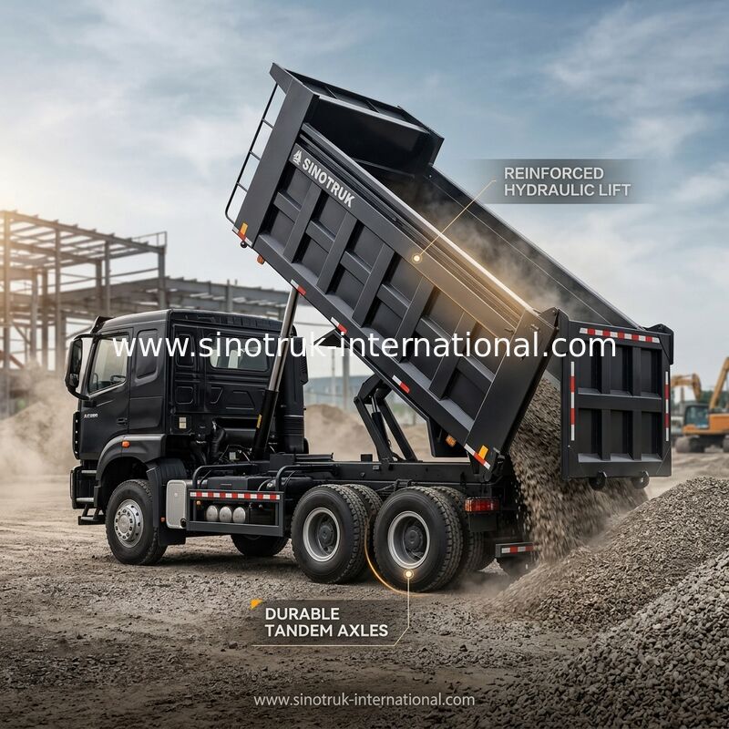 HOWO NX 380HP RHD 블랙 틱퍼 덤프 트럭