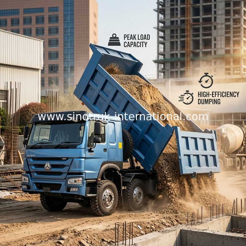 티퍼 트럭 시노트룩 HOWO 380HP 12 휠 LHD 31 톤 20-30CBM ZZ3317N3567B1R