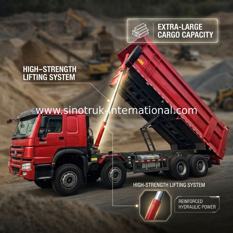 HOWO 12 바퀴 Sinotruk 8X4 덤프 트럭 400hp 광업용 LHD U 타입 컨테이너