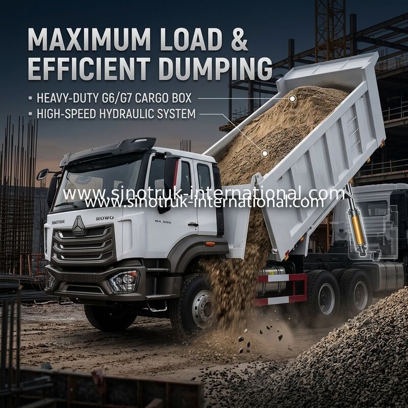 시노트룩 호한 호우 380HP LHD 티퍼 덤프 트럭 6X4 패턴 스타일 화물 상자