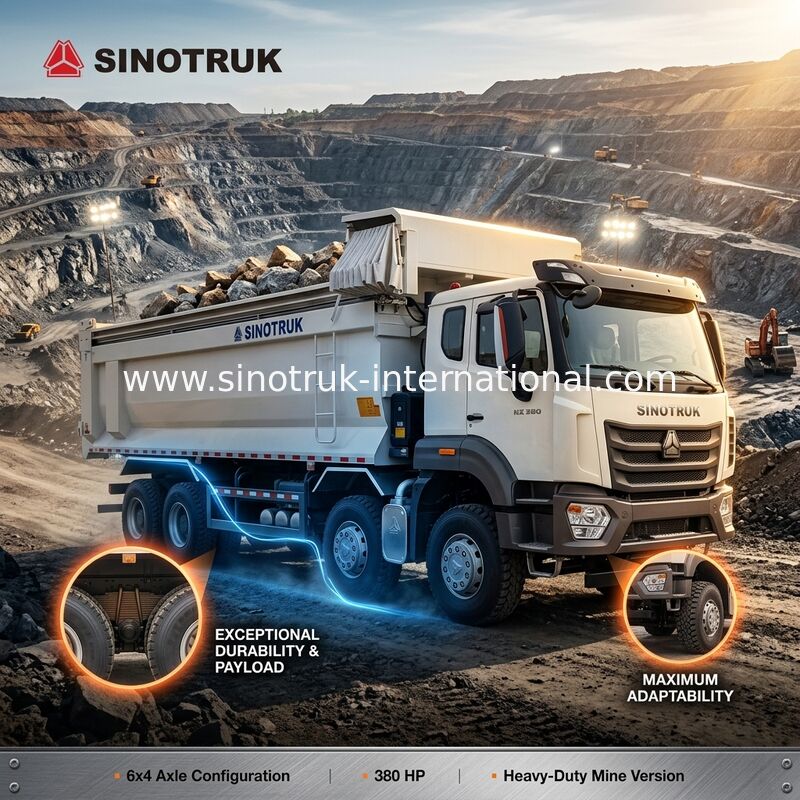 시노트루크 호한 신형 HOWO 티퍼 덤프 트럭 N7 6 × 4 10 바퀴 380hp RHD U형 자동 텐발