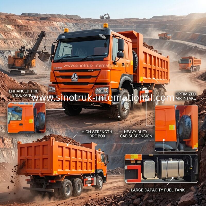 400마력 오렌지 HOWO 티퍼 트럭 RHD 6×4 10 휠 고마력