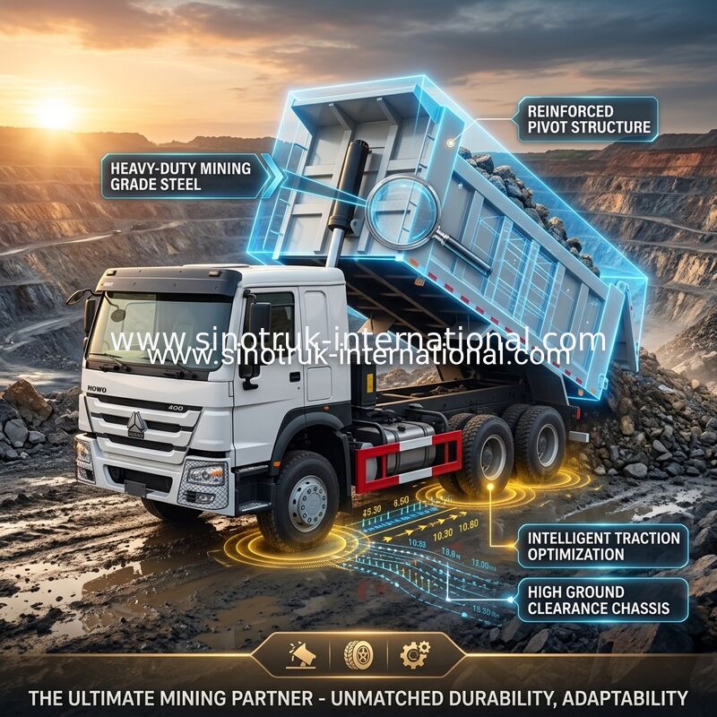 ZZ3257V3847B1 고마력 HOWO 티퍼 트럭 6 × 4 10 바퀴 400HP 낮은 연료 소비