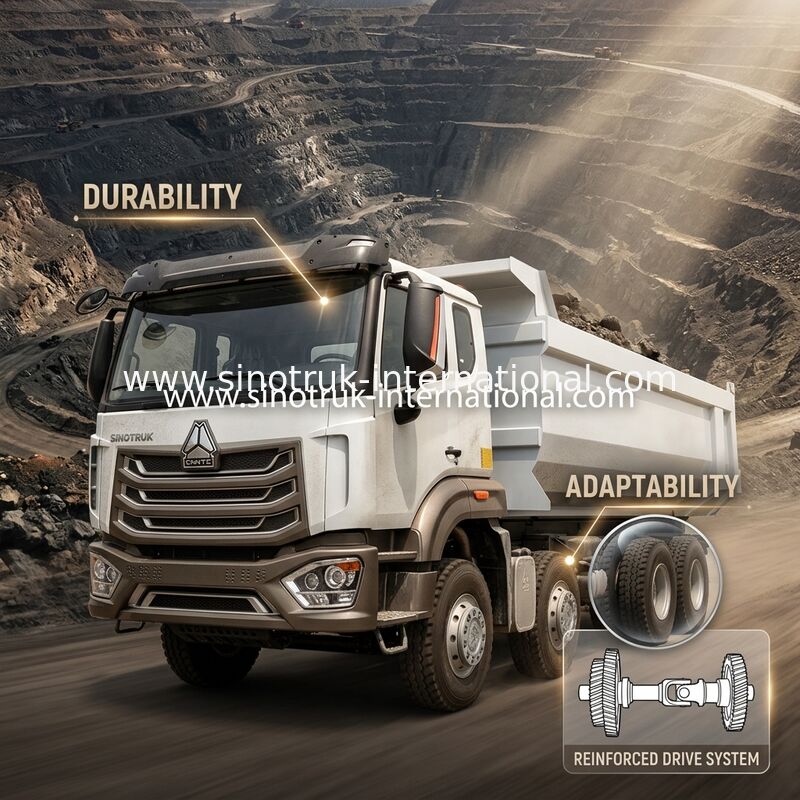 마이닝을 위한 HOWO N7 LHD 12 바퀴 8X4 400HP 덤프트럭