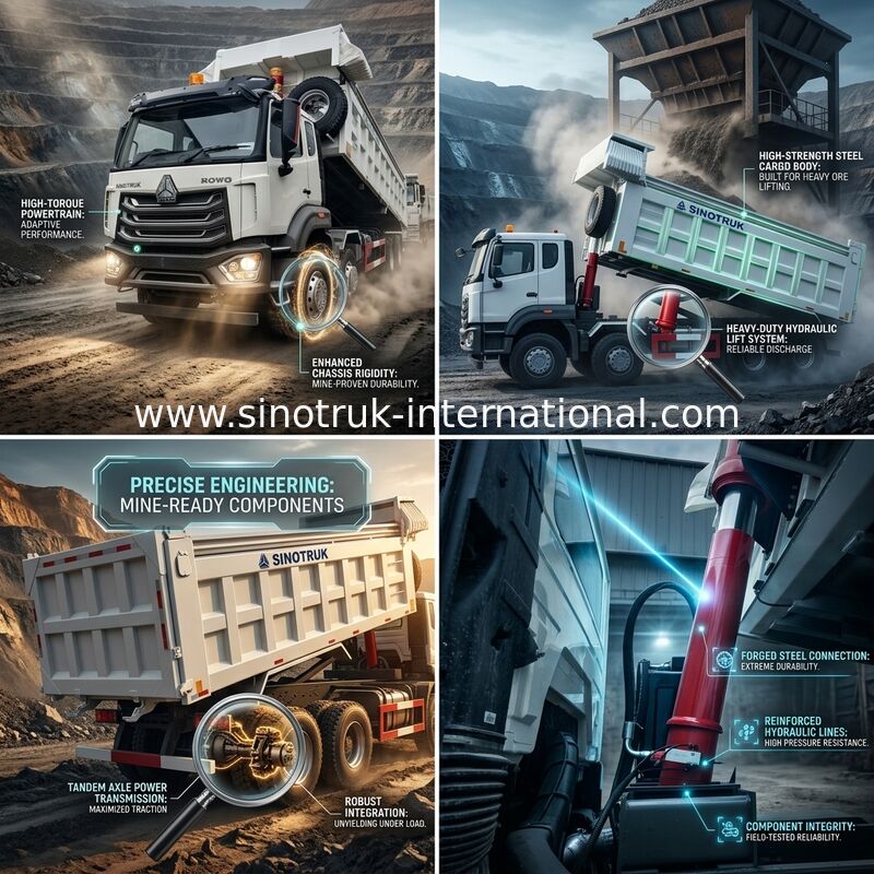 SINOTRUK HOWO 과중한 업무 내보자 덤프트럭 전방 리프팅 8×4 RHD