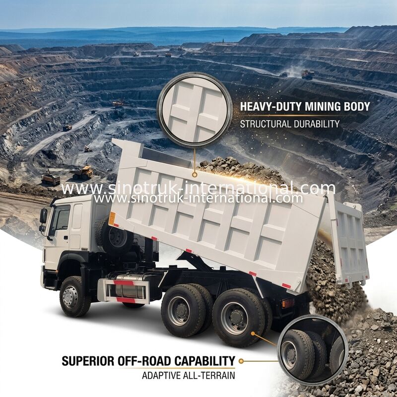 시노트룩 호보 사용 된 템퍼 덤프 트럭 371HP 또는 375HP 6 × 4 리모델링