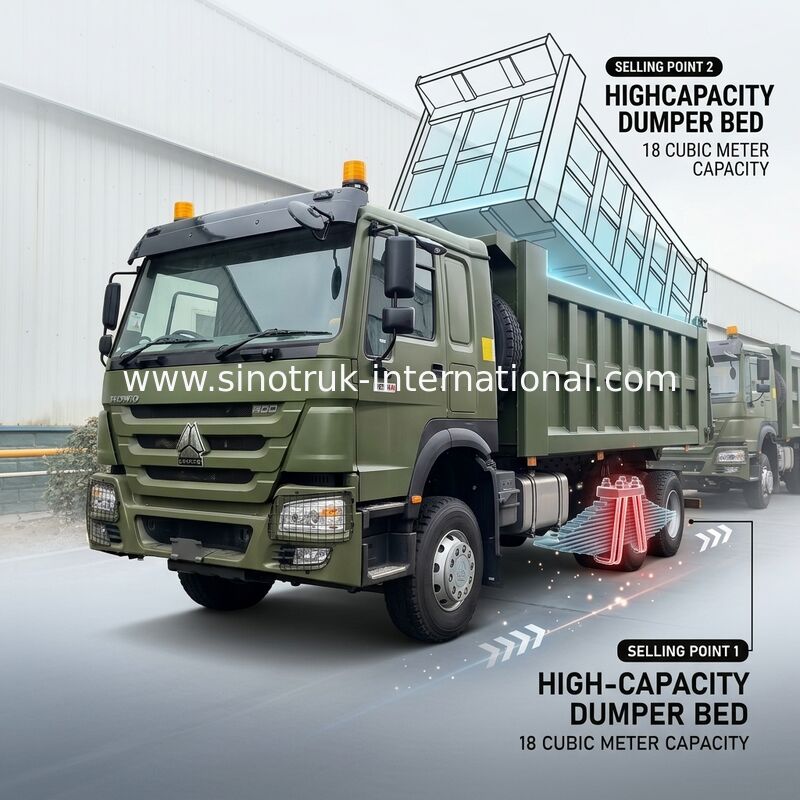 RHD 6×4 10바퀴 ZZ3257V3847B1R 400마력 녹색 HOWO 티퍼 트럭 고마력