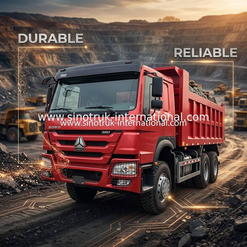 시노트럭 호우 티퍼 덤프 트럭 380hp 6 × 4 20CBM 상자 10 바퀴