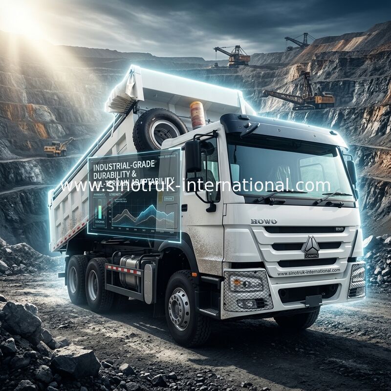 시노트룩 호우 템퍼 덤프 트럭 380HP 6 × 4 20CBM 자동 텐포린과 함께 흰색