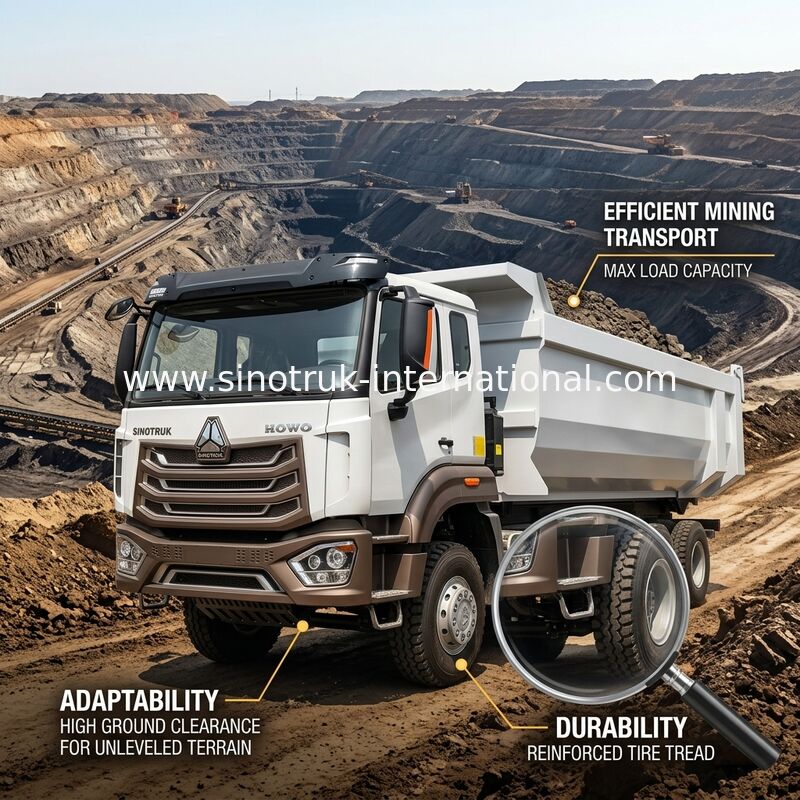 Ｕ 타입을 채굴하기 위한 HOWO N7 택시 LHD 12 바퀴 8X4 400HP 덤프트럭