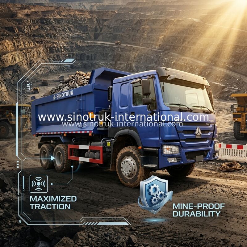 풀 드라이브 저연료 소비 380HP 블루 HOWO 티퍼 트럭 RHD 6 × 6 10 바퀴