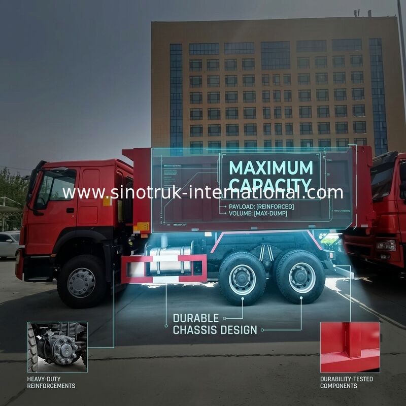 빨간 색채에서 SINOTRUK HOWO 내보자 덤프트럭 RHD 6×4 336HP