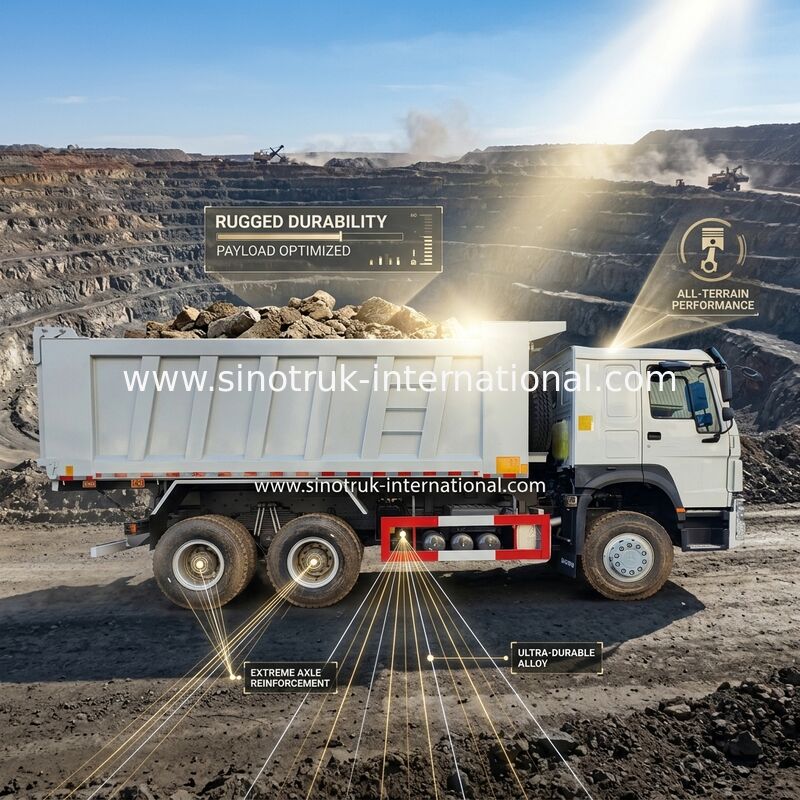 RHD 6×6 10바퀴 화이트 HOWO 티퍼 트럭 풀드라이브 고마력 380HP
