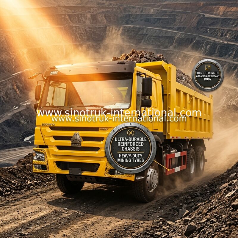 시노트루크 호워 내보자 덤프트럭 10Wheels 400Hp 6 × 4 중앙 상승 노랑색