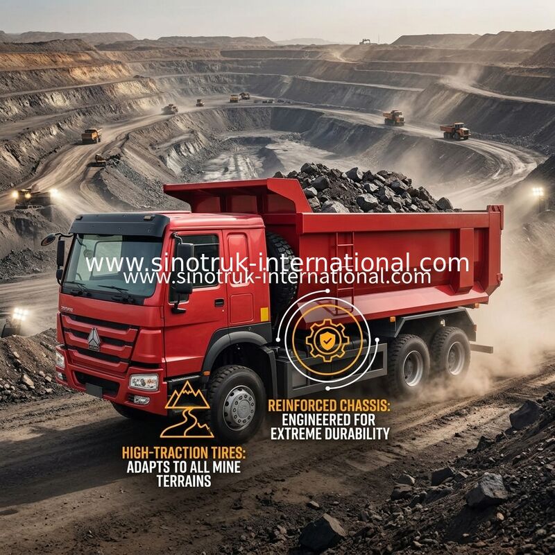 시노트룩 호보 틱퍼 덤프 트럭 380hp 6 × 4 20CBM U형 박스 10 바퀴