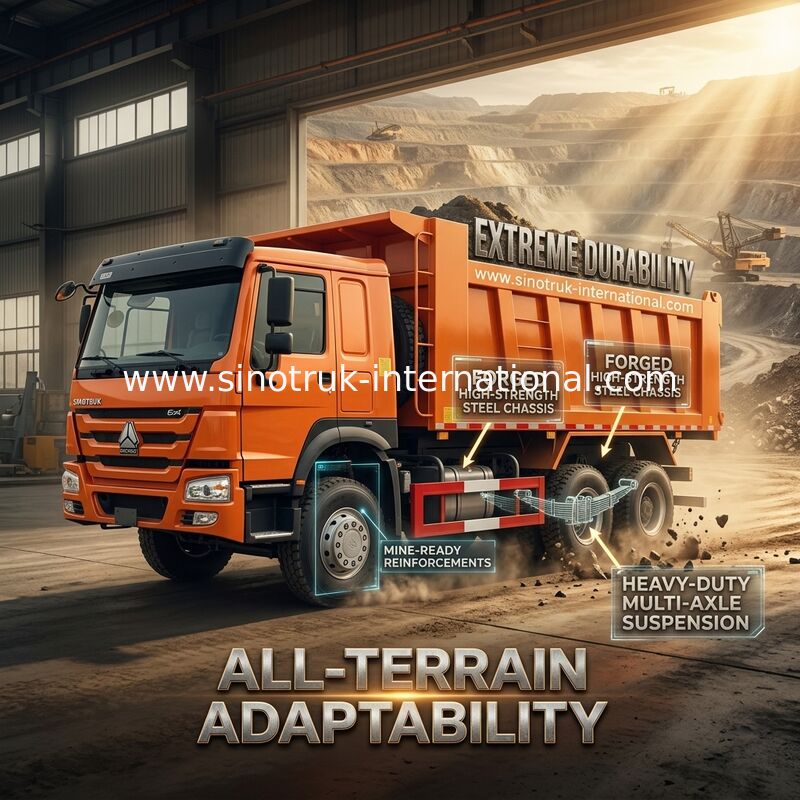 시노트룩 호보 템퍼 덤프 트럭 웨이차이 380HP 6 × 4 5200 - 5800mm 수출용